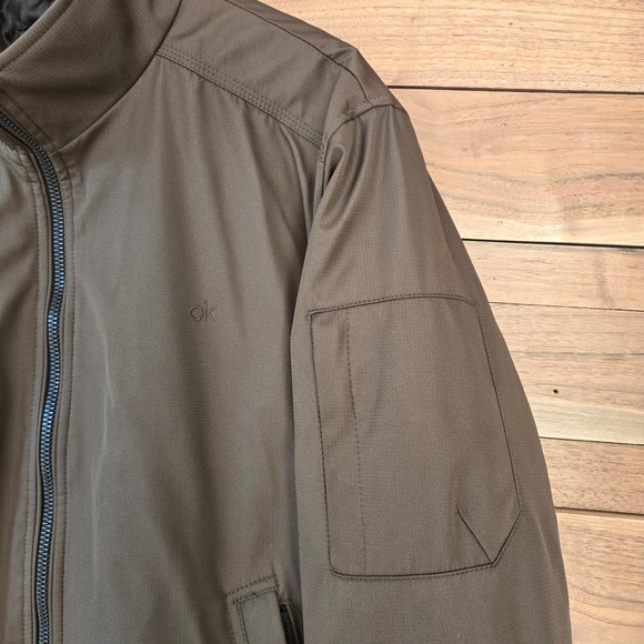 Calvin Klein Mens Classic Zip-Front Ripstop Bomber Jacket Tech XL Dark Tan - Picture 3 of 15